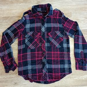 Zara Basic Gorpcore Red & Black Plaid Button Down Size S
